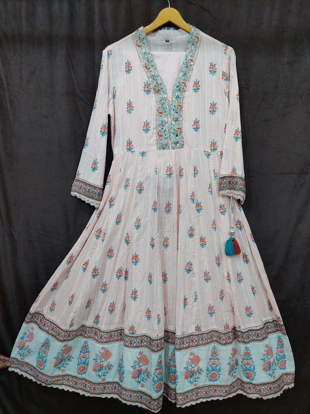 Dobby cotton anarkali suit