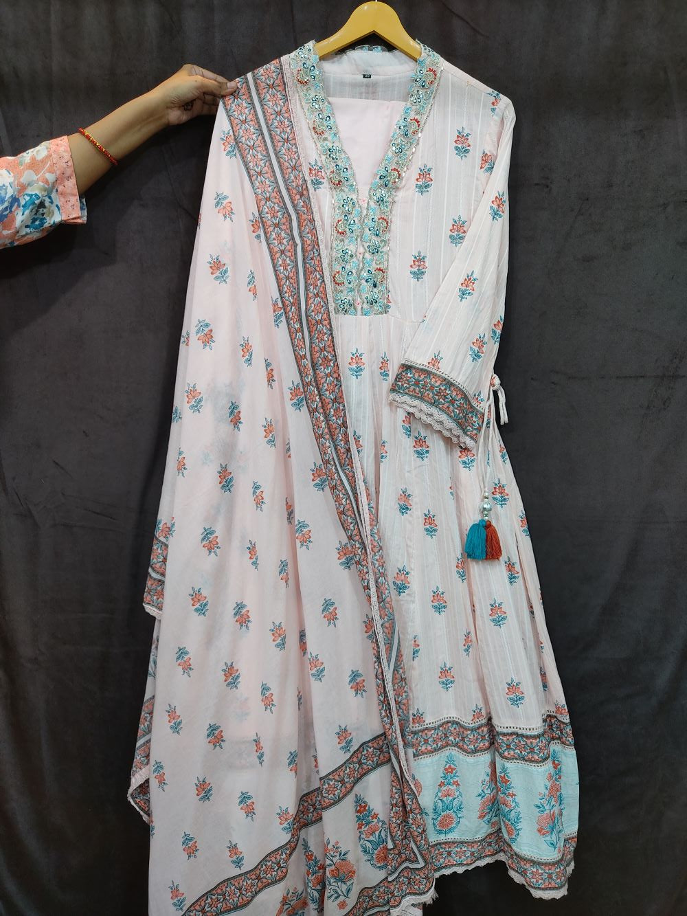 Dobby cotton anarkali suit