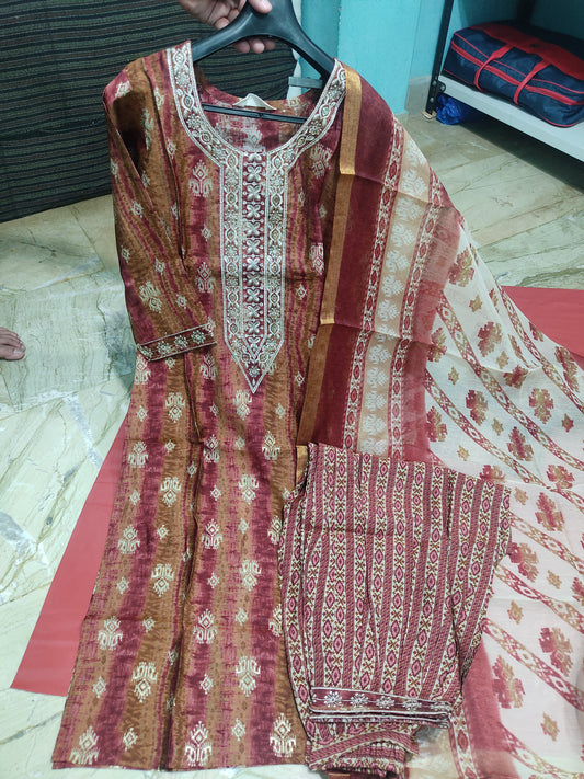 viscose muslin suit with afgani bottom